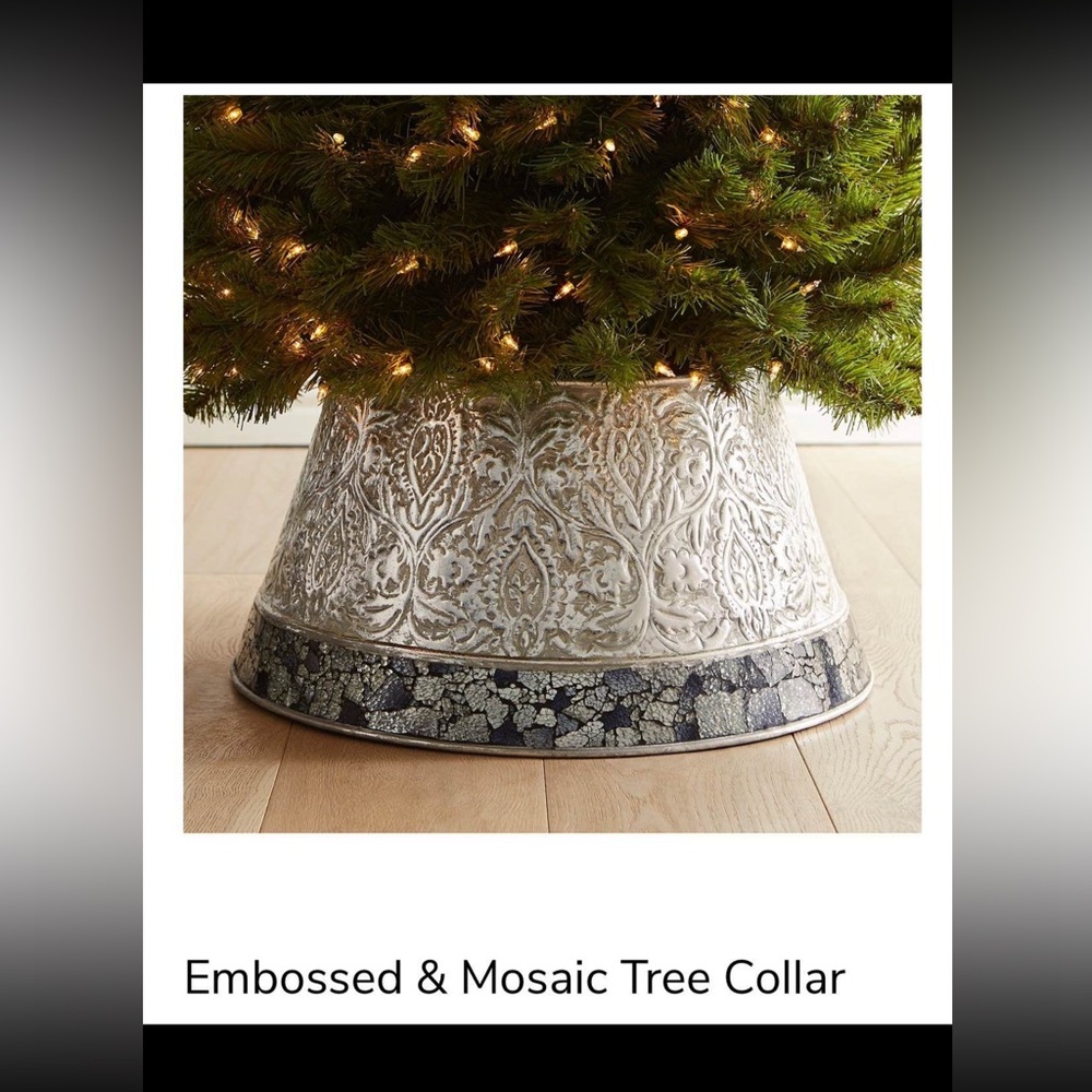 Pier 1 Embossed Silver & Mosaic Christmas Tree Collar
